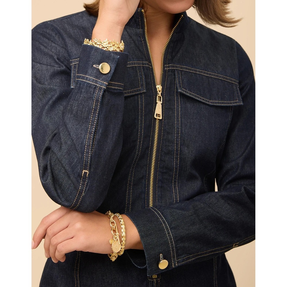 Spartina 449 Morgan Dark Blue Y2K Old Money Denim Quiet Luxury L Urban Dress - Picture 3 of 10